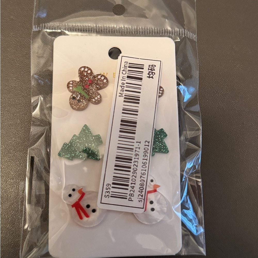 Christmas Stud Earrings Set Gingerbread Tree Snowman Holiday Earrings NWT